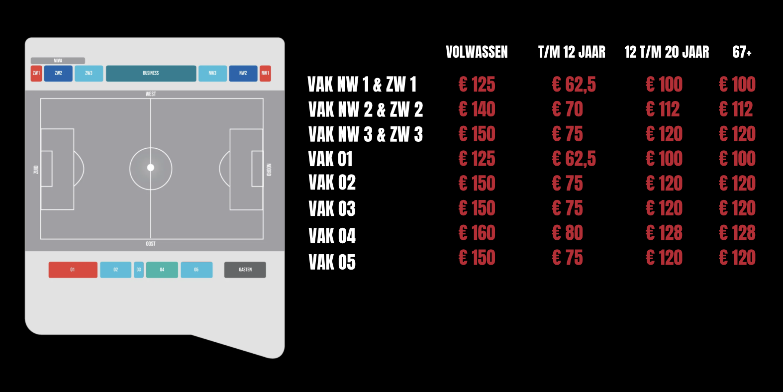 Prijzen halve seizoenkaart Helmond Sport 2025/2026